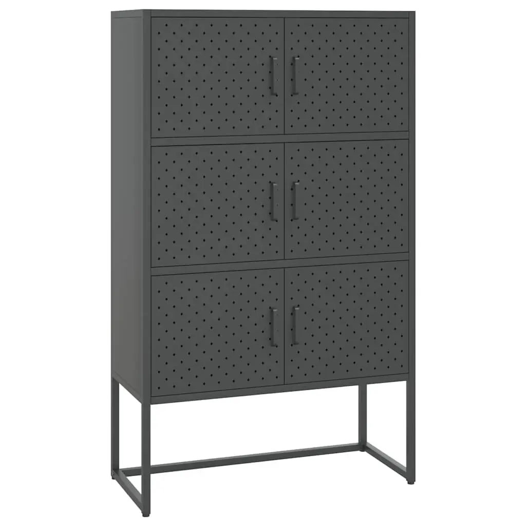 Highboard Storage Cabinet for Home 80 x 35 x 135 cm Anthracite 6 Door Display Unit