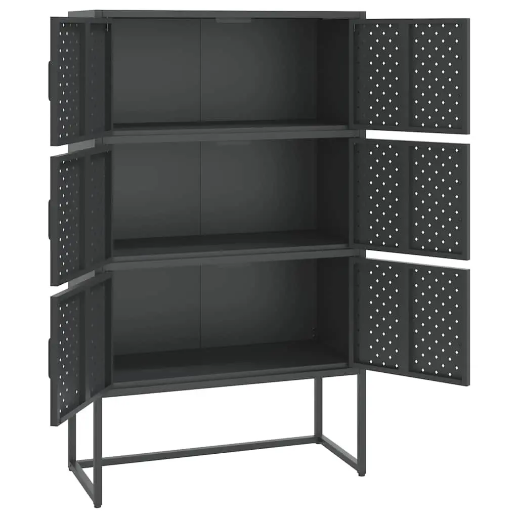 Highboard Storage Cabinet for Home 80 x 35 x 135 cm Anthracite 6 Door Display Unit