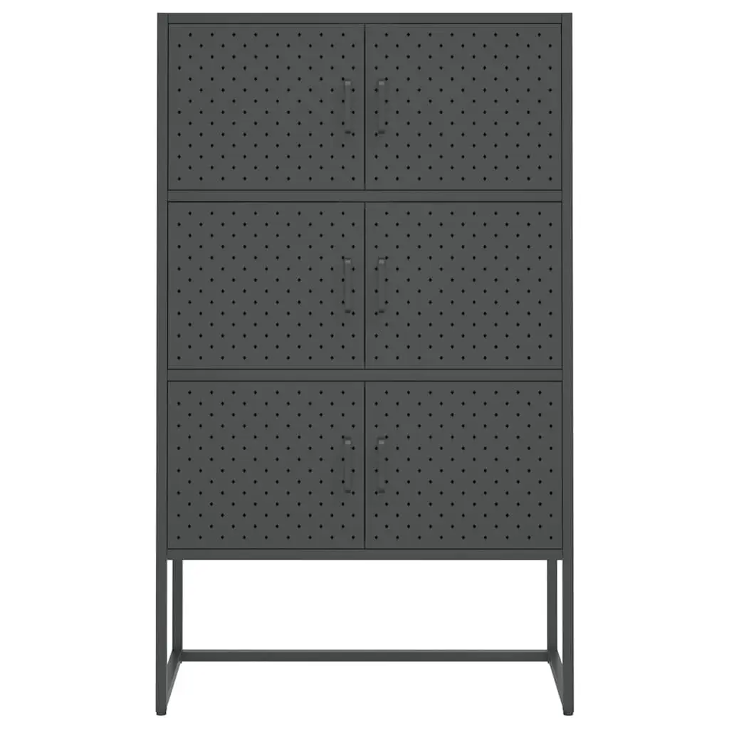 Highboard Storage Cabinet for Home 80 x 35 x 135 cm Anthracite 6 Door Display Unit