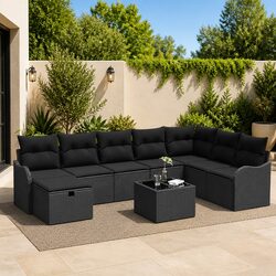 Specifications of Black Poly Rattan Garden Sofa Set