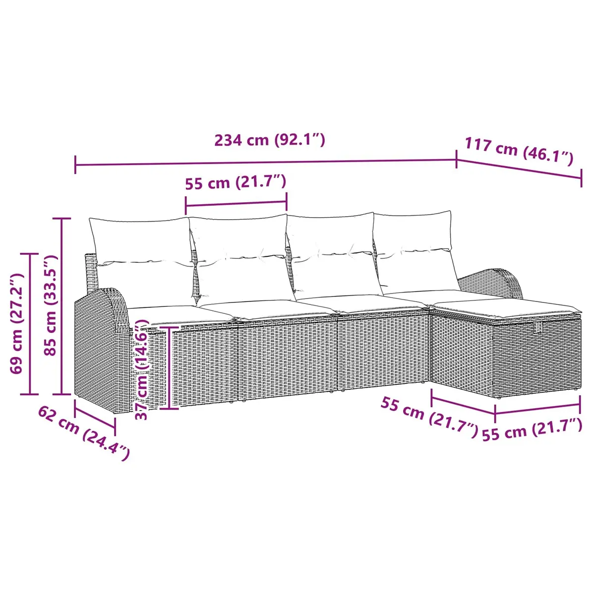 Outdoor Modular Sofa Set with Storage