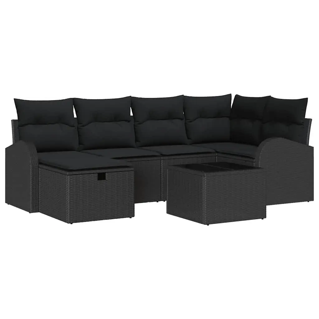 Garden Sofa Set 7 Piece Black Outdoor Seating Modular Lounge