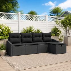 5-Piece Outdoor Sofa Set: Black, Modular, Weather-Resistant