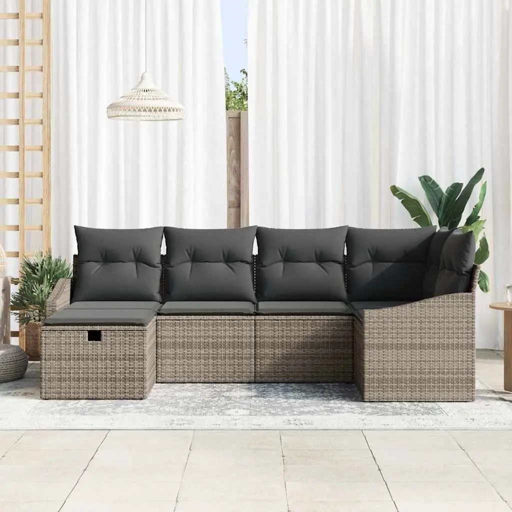 Grey Poly Rattan Modular Outdoor Sofa Set