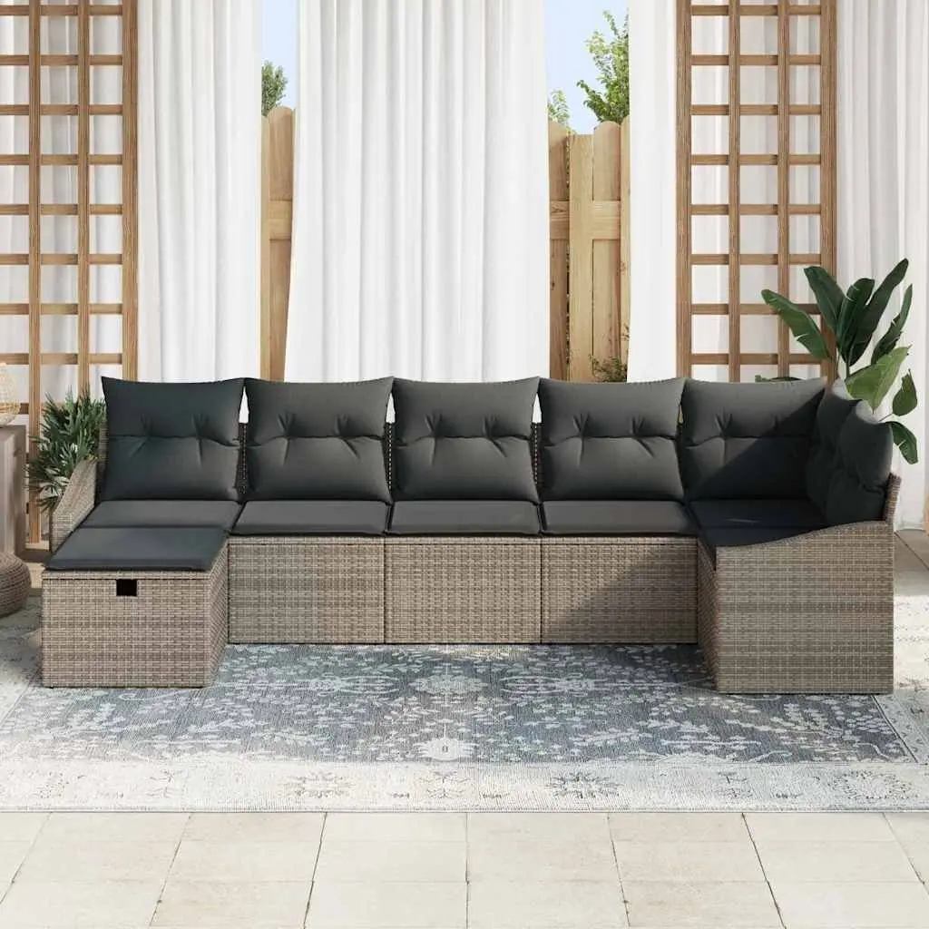 Grey Poly Rattan 7pc Sofa Set