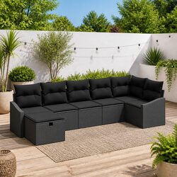 Durable Outdoor Sofa Set - Poly Rattan Construction