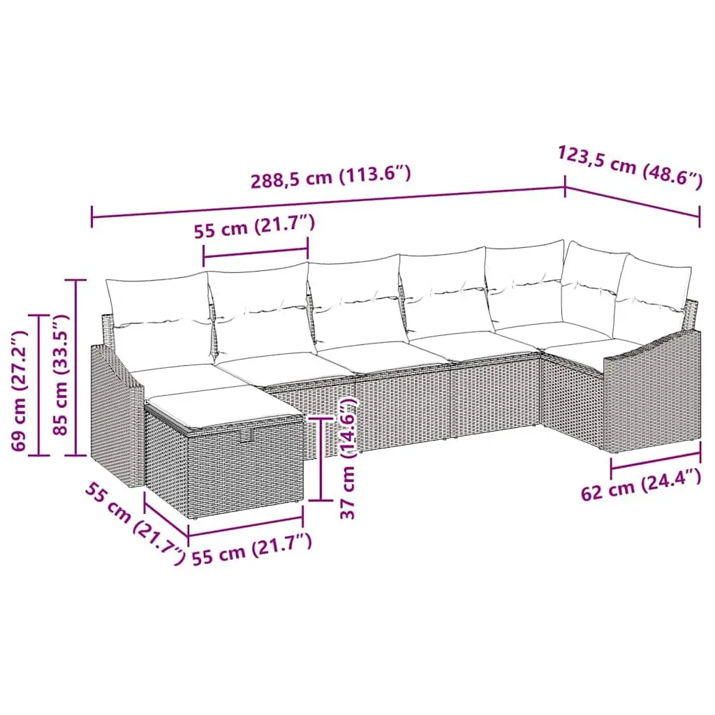 Outdoor Sofa Set with Storage Black Poly Rattan Garden Furniture Patio Seating