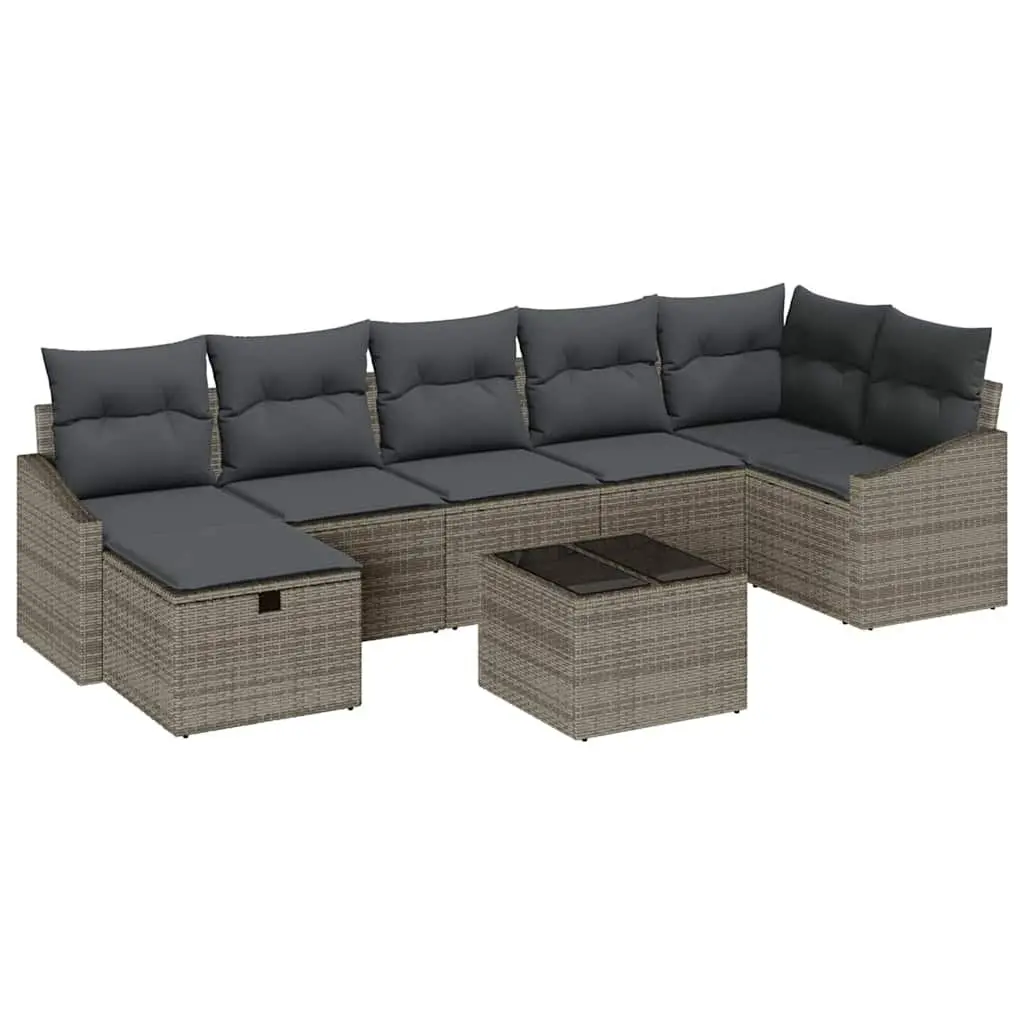 Grey Poly Rattan Outdoor Sofa Set Modular Garden Patio Cushioned Storage