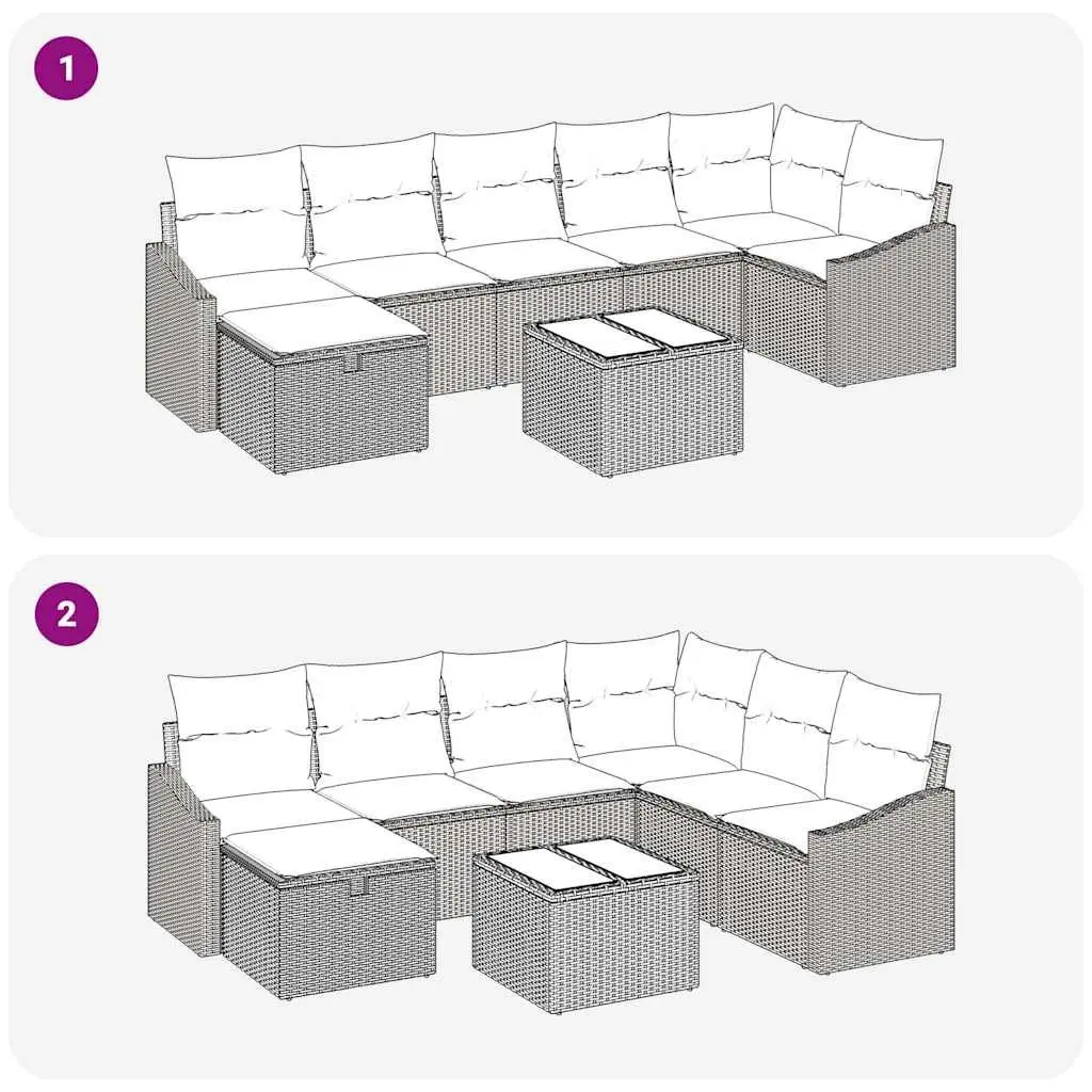 Grey Poly Rattan Outdoor Sofa Set Modular Garden Patio Cushioned Storage