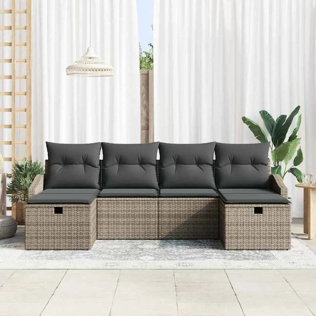 Outdoor Garden Sofa Set 6 Pieces Modular Poly Rattan Patio Furniture with