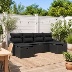 Durable 6-Piece Garden Sofa Set - Poly Rattan and Steel