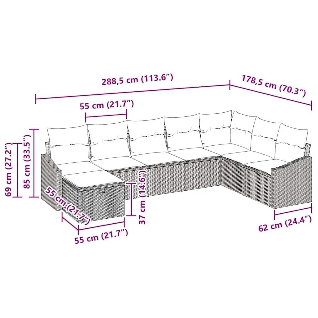 8 Piece Outdoor Modular Sofa Set