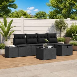 6-Piece Modular Garden Sofa Set: Black Poly Rattan Design