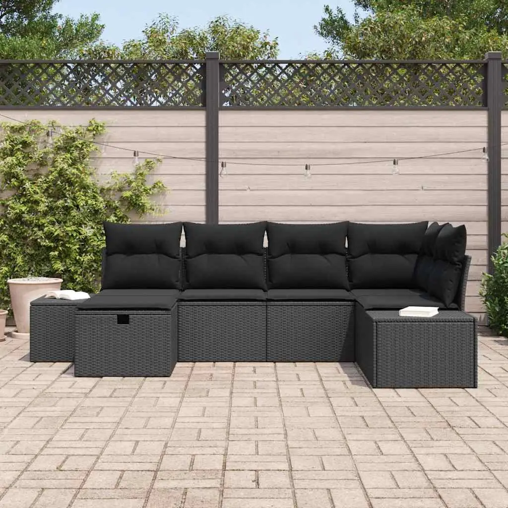 Garden Sofa Set Outdoor Furniture Modular 6 Piece Poly Rattan Black Lounger Patio