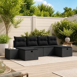 Detailed Specs of 6-Piece Modular Black Sofa Set for Outdoors