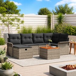 Garden Sofa Set: 7 Pieces, Grey, Modular Design