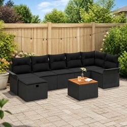 Specifications of 8-Piece Garden Sofa Set in Black
