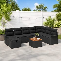 Detailed Specifications of 9-Piece Black Modular Sofa Set