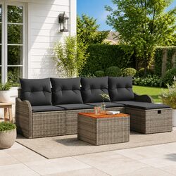 Modular Outdoor Sofa Set: 6 Pieces in Grey