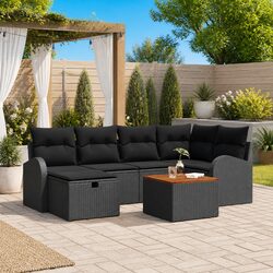 Specifications of 7-Piece Garden Sofa Set - Black Rattan
