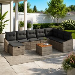 Specifications of 9-Piece Grey Outdoor Sofa Set