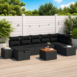 8-Piece Modular Garden Sofa Set Specifications in Black
