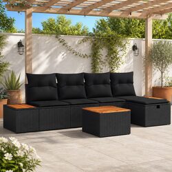 Specifications of 6-Piece Modular Garden Sofa Set in Black