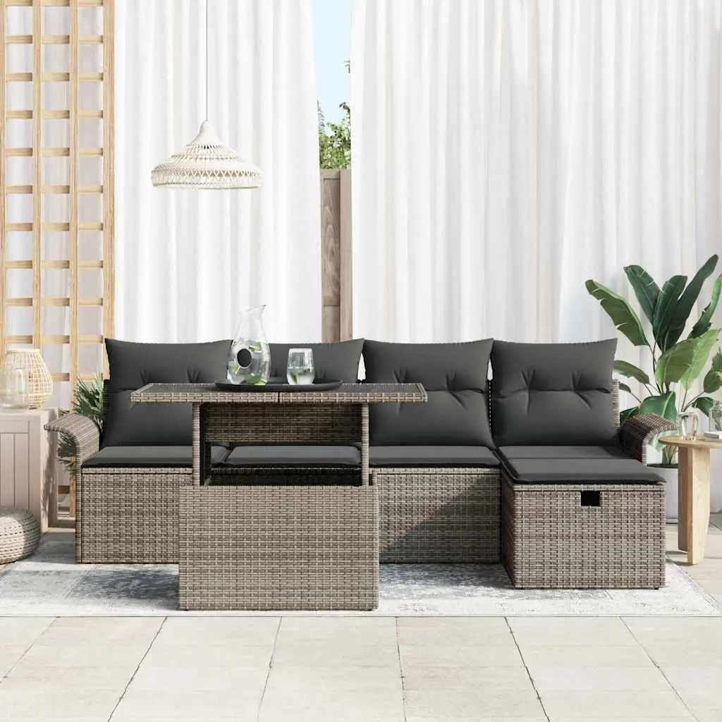 Modular Outdoor Sofa Set 6 Piece with Adjustable Table