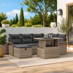 7-Piece Grey Outdoor Sofa Set - Specifications Inside