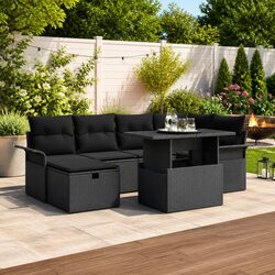 7-Piece Garden Sofa Set: Poly Rattan & Steel Design