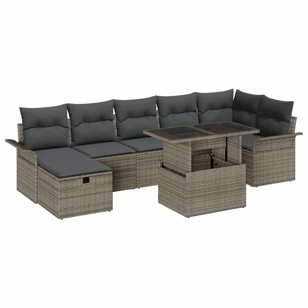 Modular Garden Sofa Set for Outdoor Use 8 Pieces Grey Poly Rattan