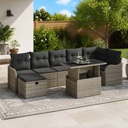 Garden Sofa Set 8-Piece Modular Outdoor Furniture in Grey