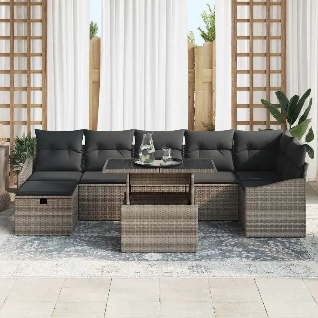 Modular Garden Sofa Set Outdoor Furniture 8 Piece Poly Rattan Seating with Storage