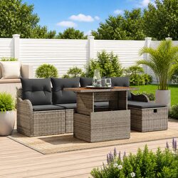 Specifications of 6-Piece Grey Outdoor Sofa Set with Table