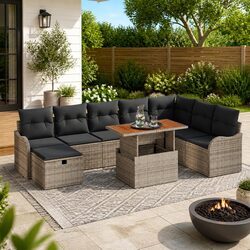 Specifications for 9-Piece Garden Sofa Set with Cushions