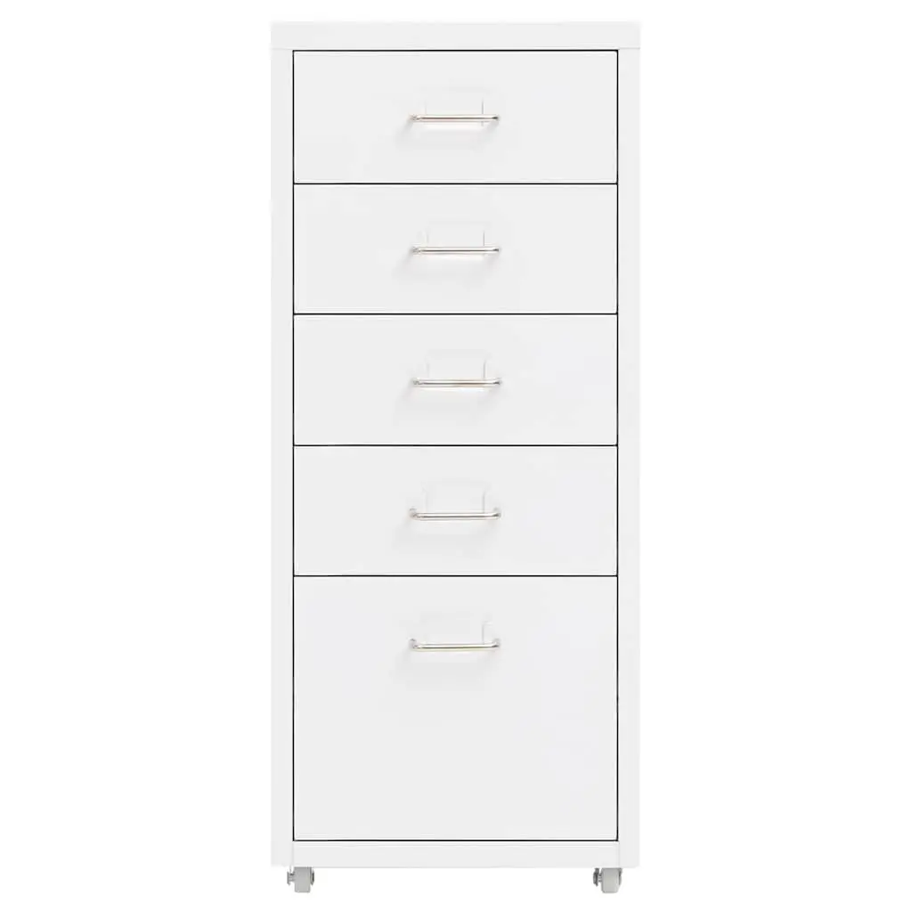 Mobile Filing Cabinet Office Storage 5 Drawer White