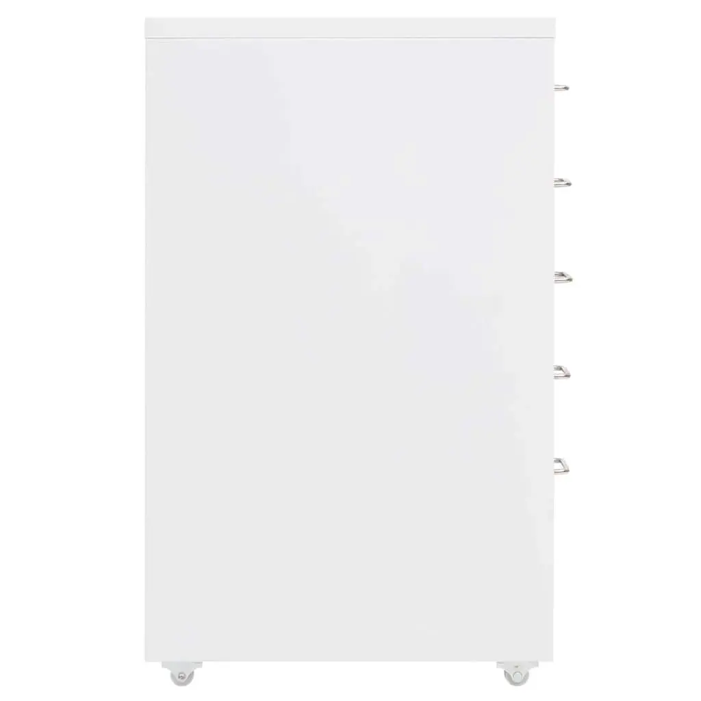 Mobile Filing Cabinet Office Storage 5 Drawer White