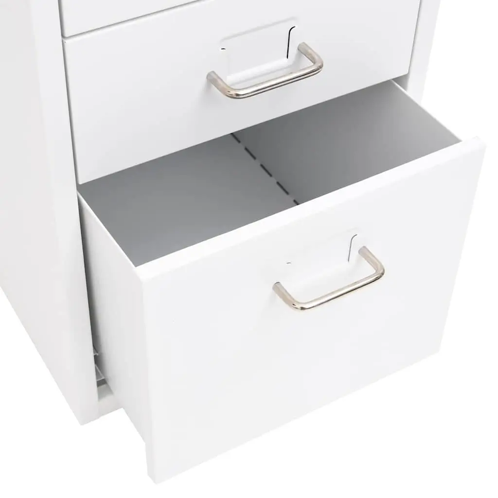 Mobile Filing Cabinet Office Storage 5 Drawer White