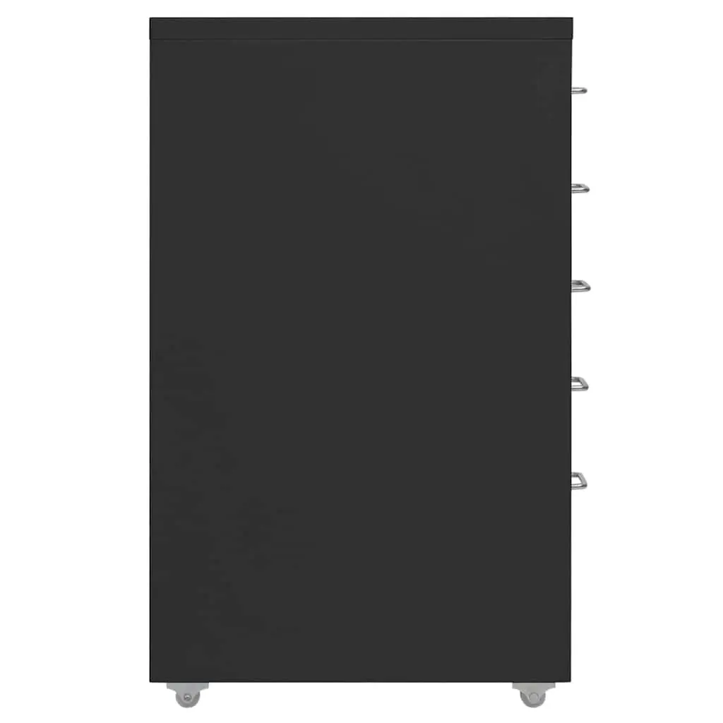 Mobile Filing Cabinet Office Organizer 5 Drawer Black Metal 28 x 41 x 69 cm