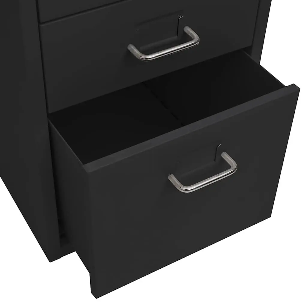 Mobile Filing Cabinet Office Organizer 5 Drawer Black Metal 28 x 41 x 69 cm