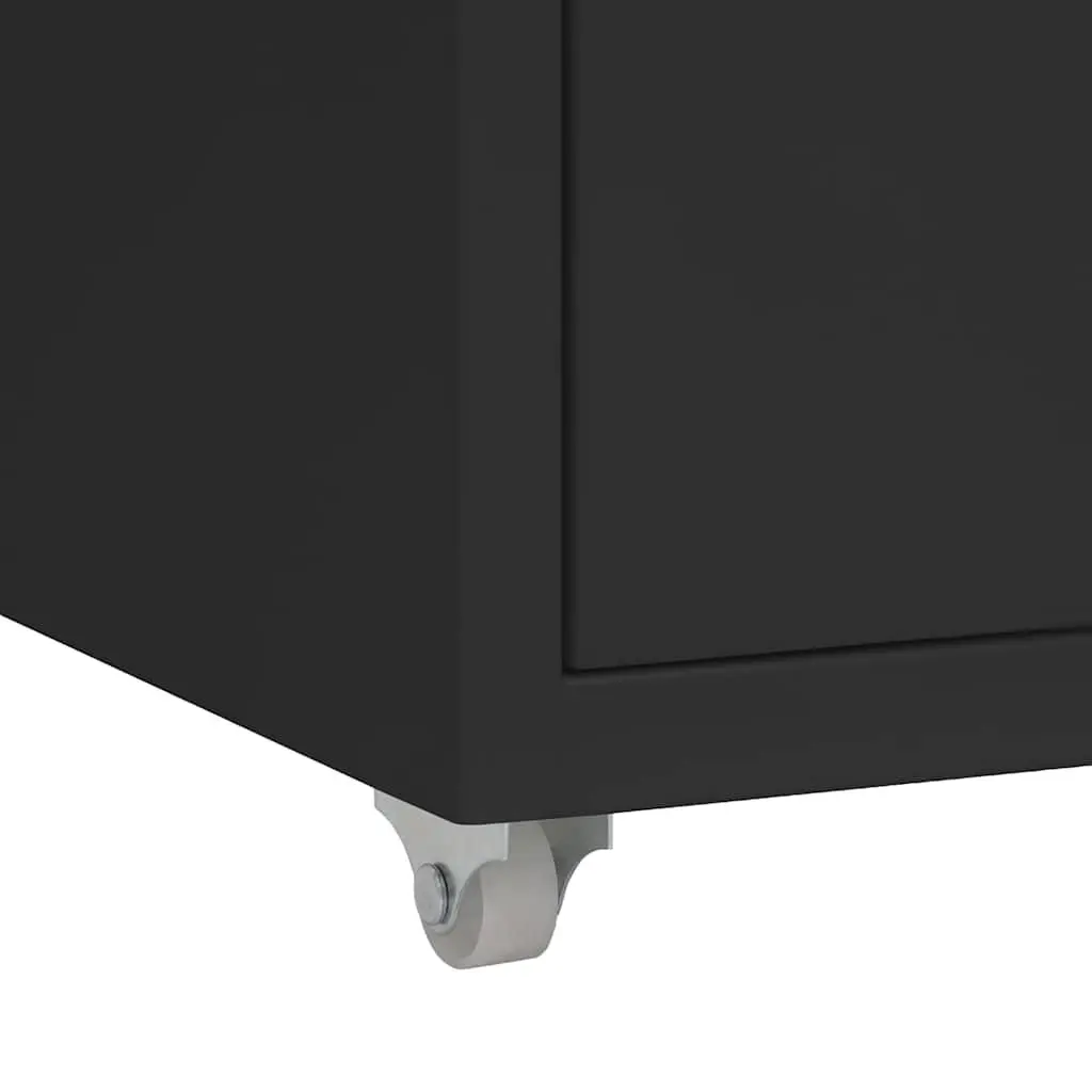 Mobile Filing Cabinet Office Organizer 5 Drawer Black Metal 28 x 41 x 69 cm