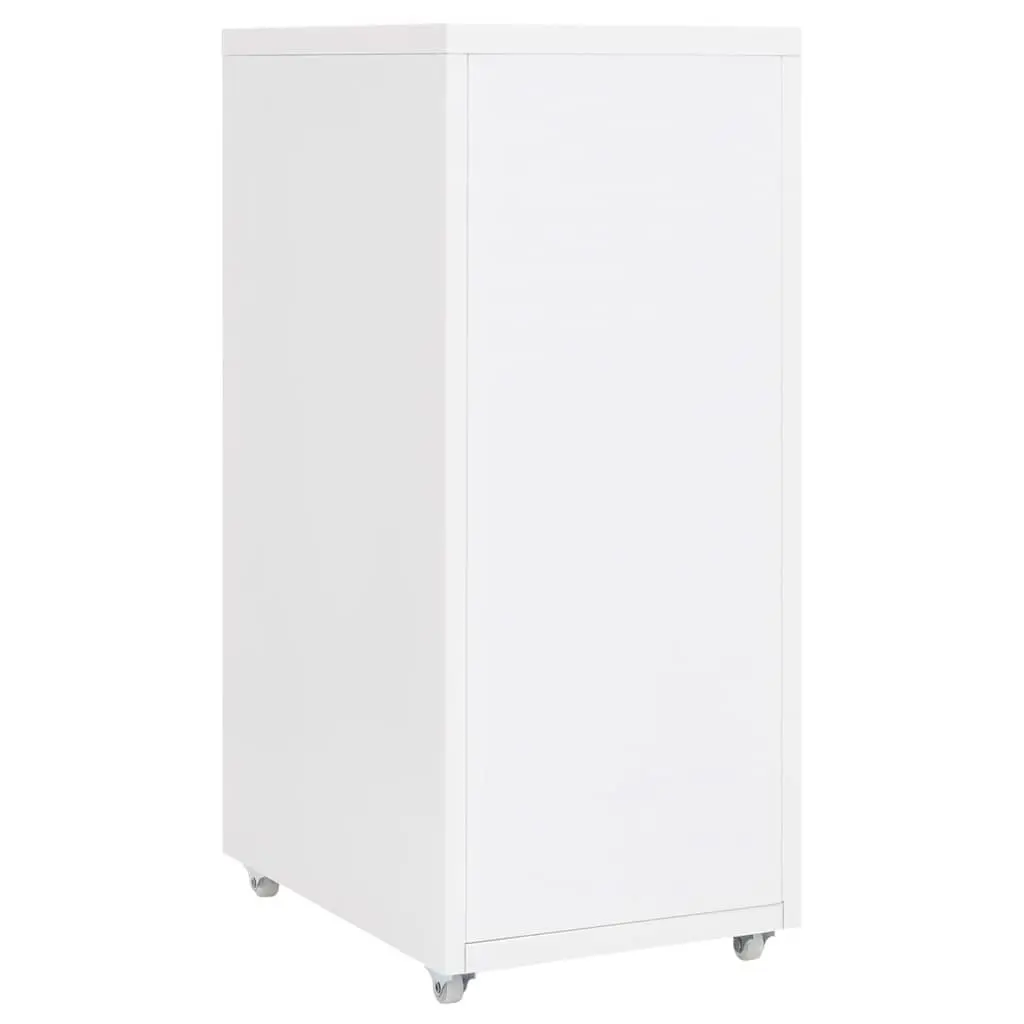 Mobile Filing Cabinet Office Storage 6 Drawer White Metal Organizer