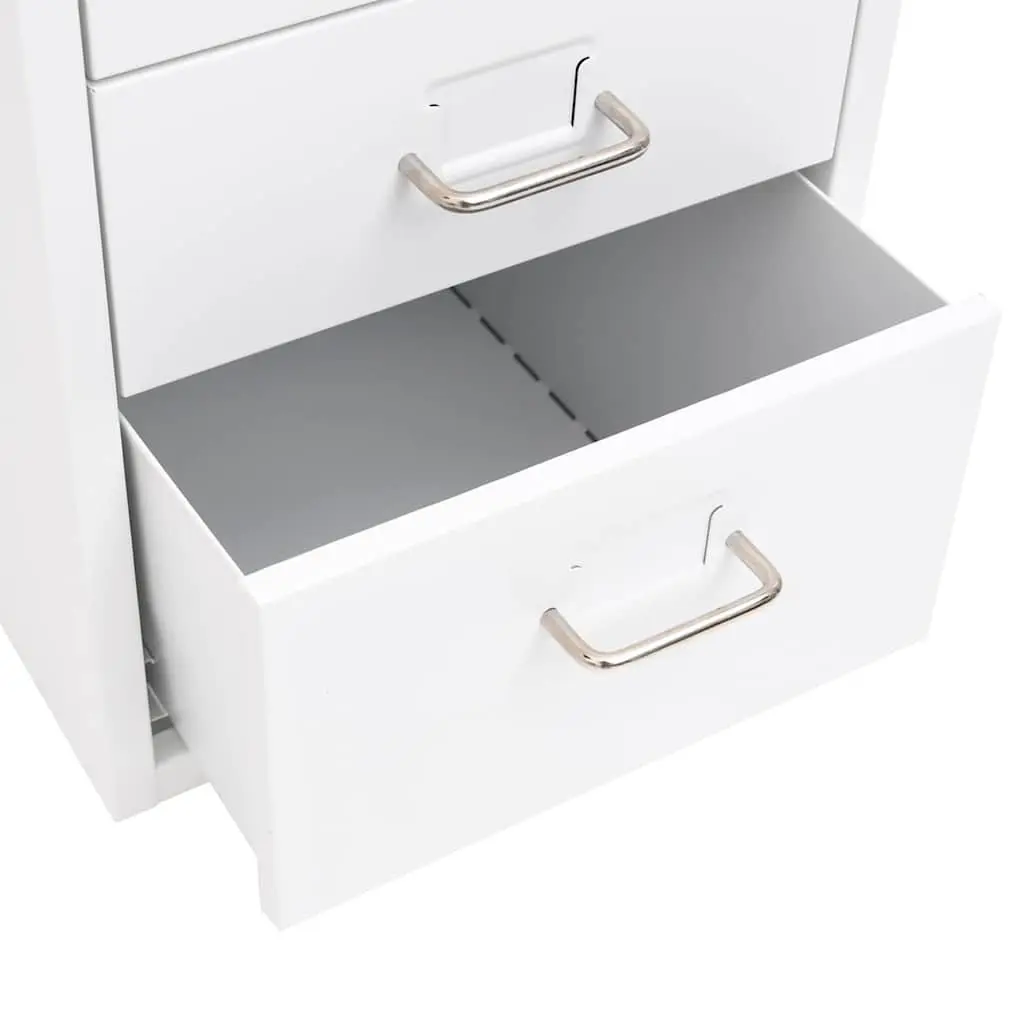 Mobile Filing Cabinet Office Storage 6 Drawer White Metal Organizer