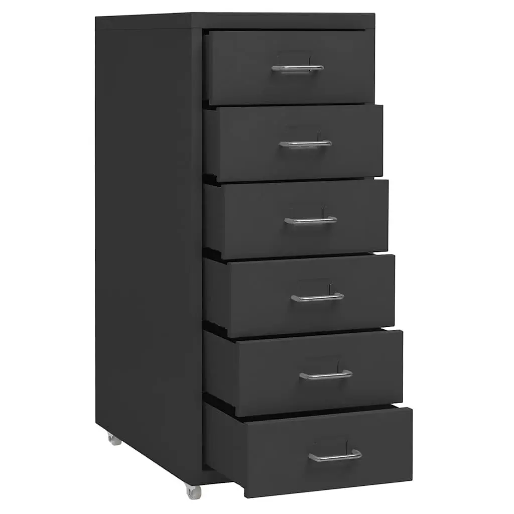 Mobile Filing Cabinet Office 6 Drawer Metal Storage With Wheels Anthracite