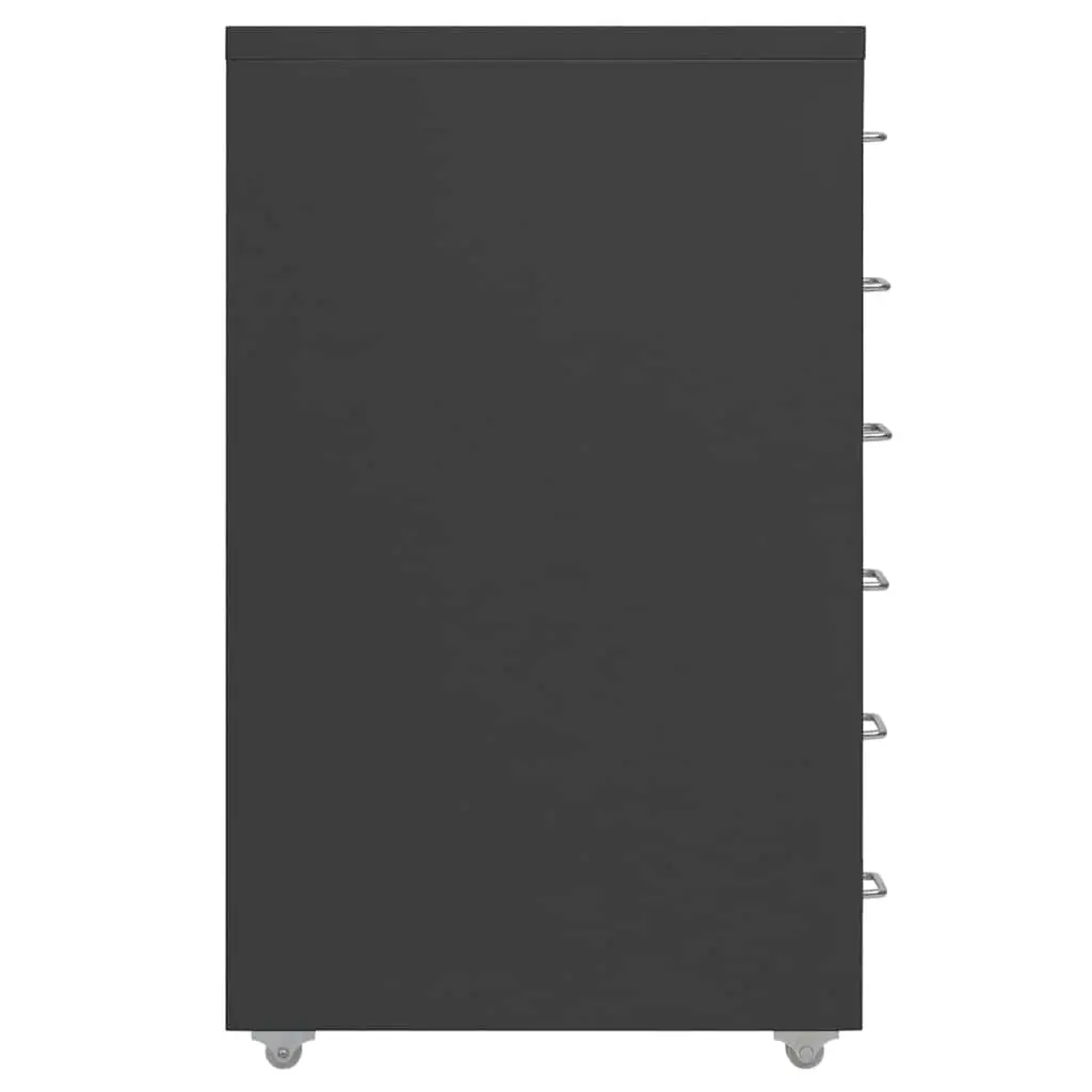Mobile Filing Cabinet Office 6 Drawer Metal Storage With Wheels Anthracite