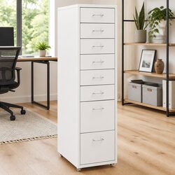 Metal Mobile Filing Cabinet - 28x41x109cm, 8 Drawers
