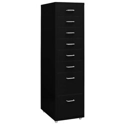 Metal Mobile File Cabinet 8 Drawer 28x41x109cm Black