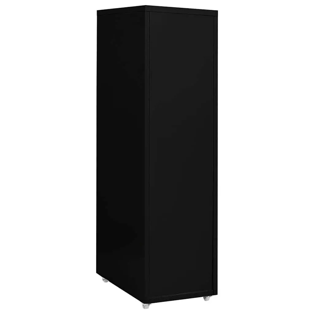 Mobile File Cabinet Office Storage 8 Drawer Metal with Wheels Black 28x41x109cm