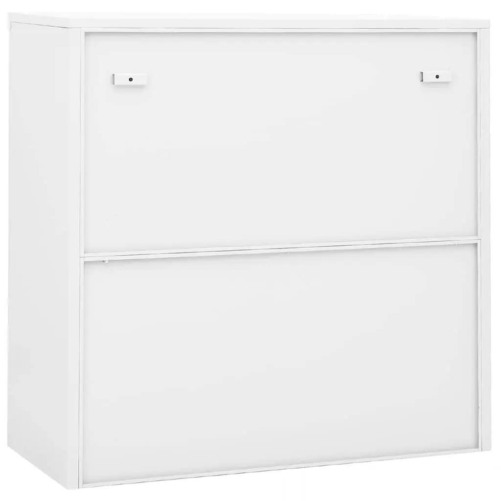Storage Cabinet Office White Steel 90x40x90cm Sliding Door Lockable Shelves