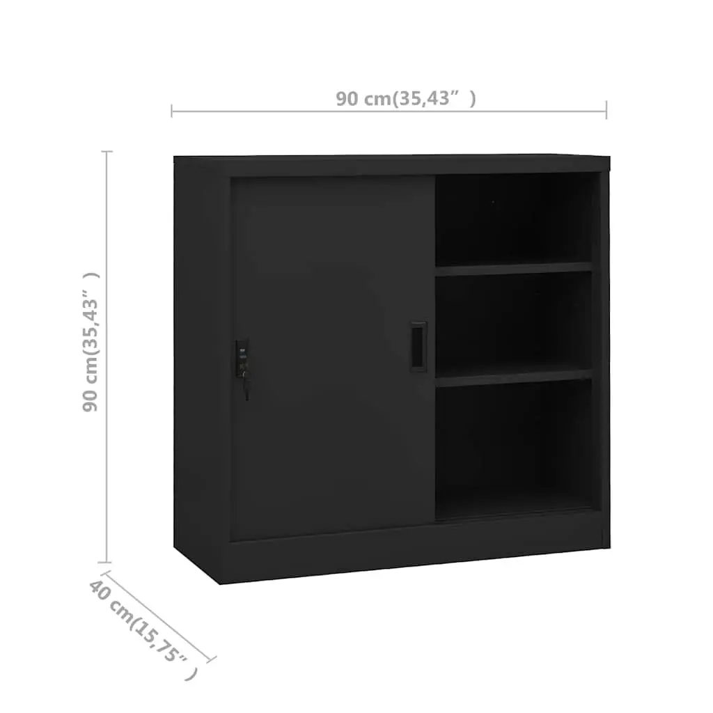 Anthracite Office Storage Cabinet with Lock